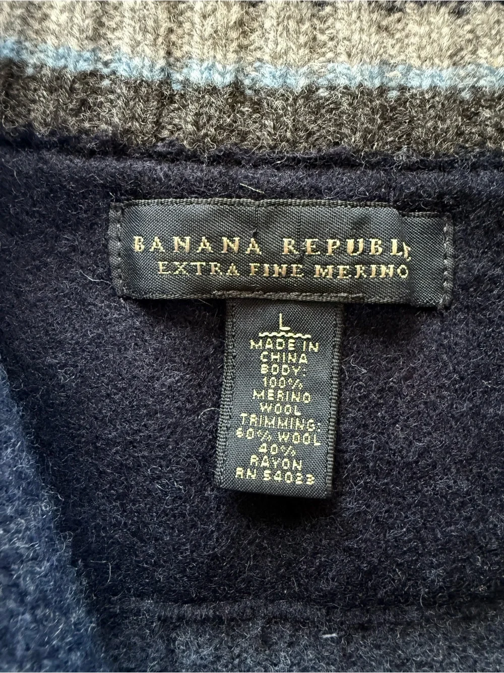 Banana Republic Men Shawl Collar 100% Extra Fine Merino Wool Navy Sweater Large
